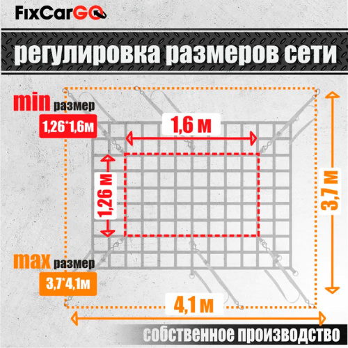 Сетка для пикапа, 35 мм, 1,9*2,3 м. Сетка для пикапа, 35 мм, 1,9*2,3 м.